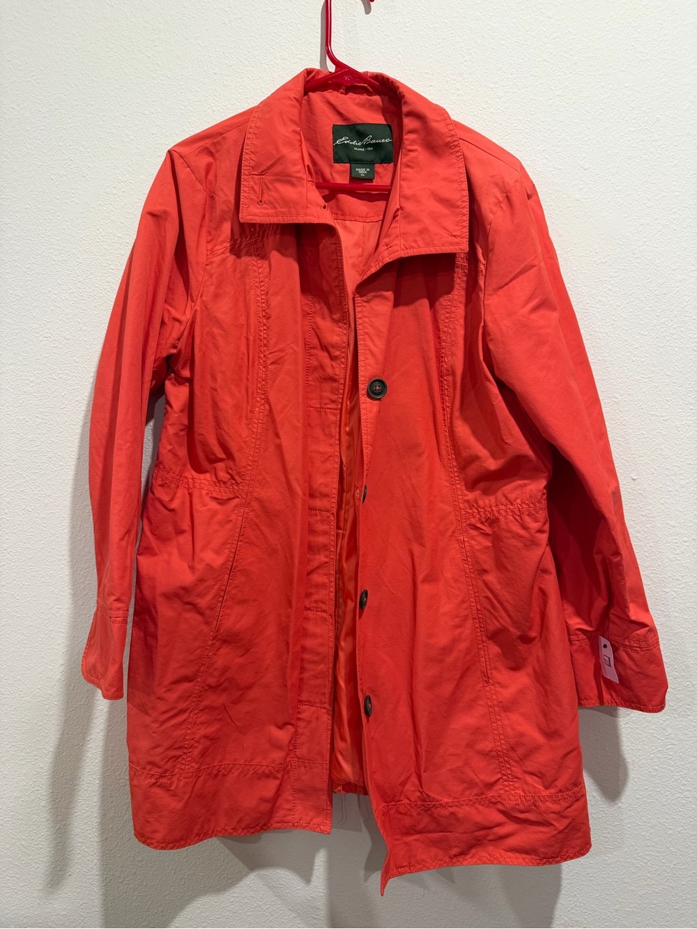 Eddie Bauer Bright Red Casual Trench Coat